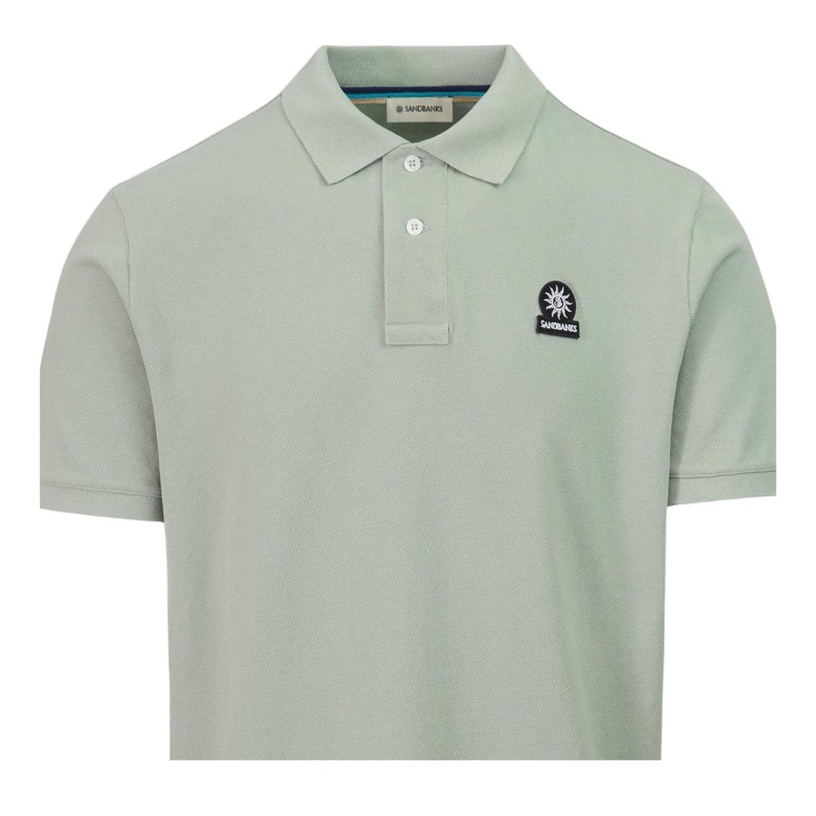 Sandbanks Badge Logo Pique Sage Polo Shirt