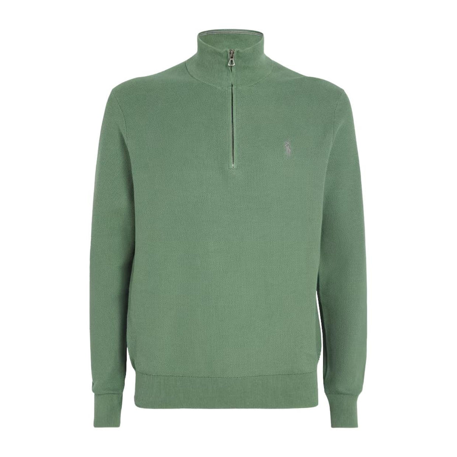 Polo Ralph Lauren Mesh-Knit Half Zip Green Sweater