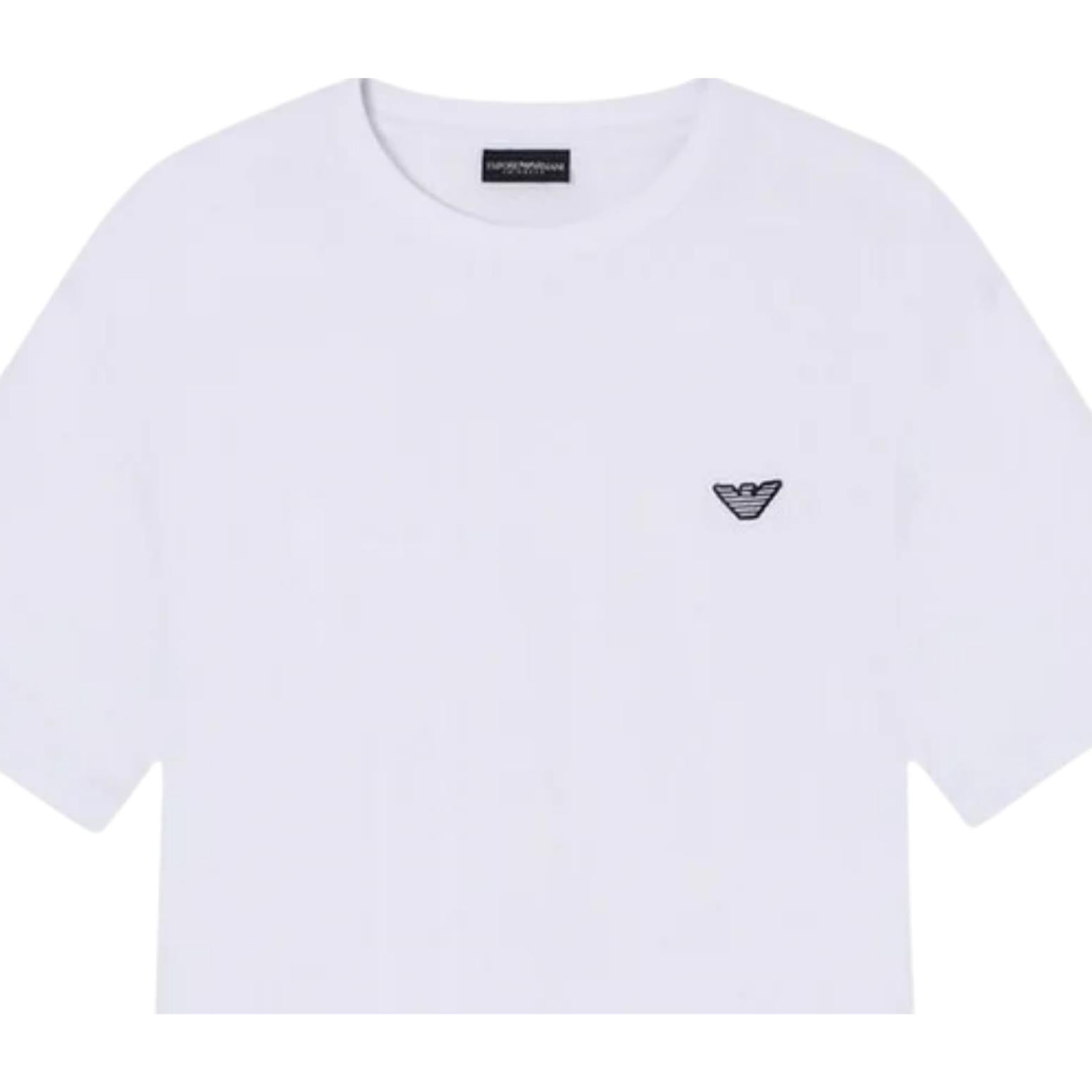 Emporio Armani Bodywear Embroidered Logo Patch White T-Shirt