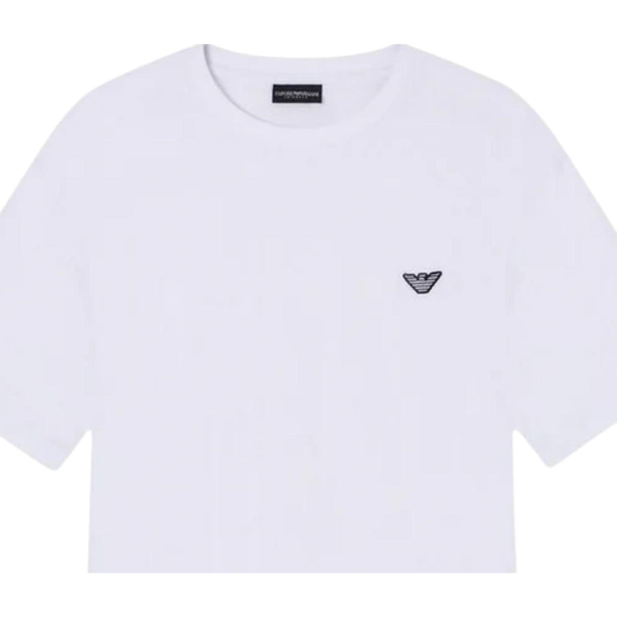 Emporio Armani Bodywear Embroidered Logo Patch White T-Shirt