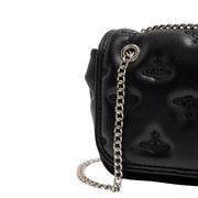 Vivienne Westwood Embossed All-Over Black Chain Crossbody Purse