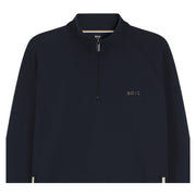 BOSS Metallic Logo Cotton Blend Dark Blue Half Zip Sweatshirt