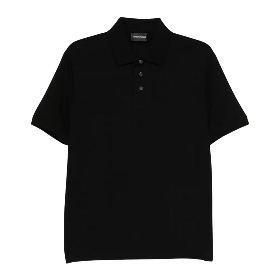 Emporio Armani All-Over Micro Eagle Jacquard Black Polo Shirt