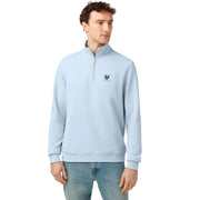 Belstaff Logo Patch Cotton Fleece Sky Blue Half Zip Sweatshirt