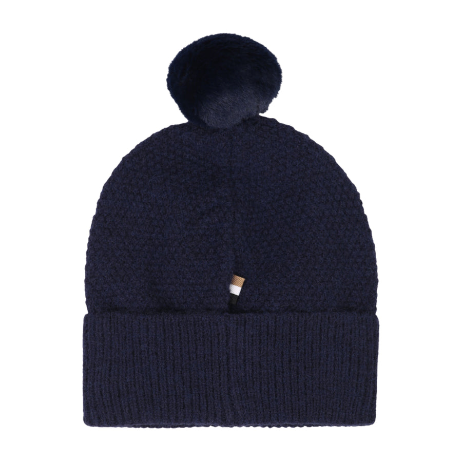 BOSS Baby Embroidered Logo Knitted Navy Beanie Hat