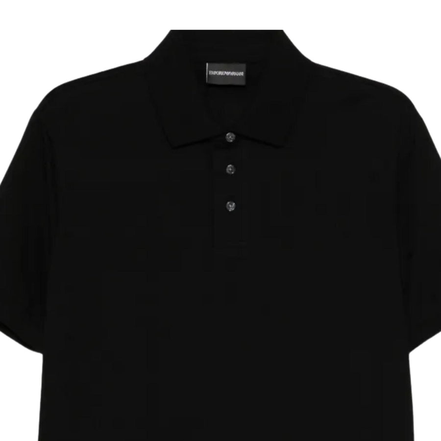 Emporio Armani All-Over Micro Eagle Jacquard Black Polo Shirt