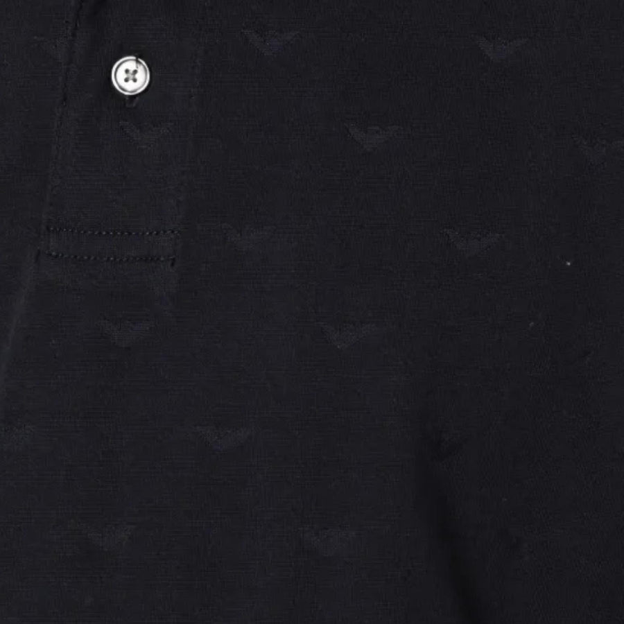 Emporio Armani All-Over Micro Eagle Jacquard Black Polo Shirt