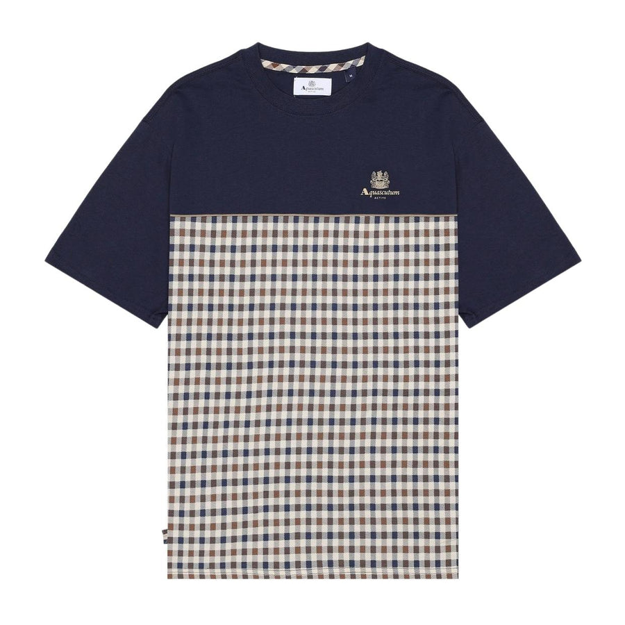 Aquascutum Active Piping Panel Navy T-Shirt