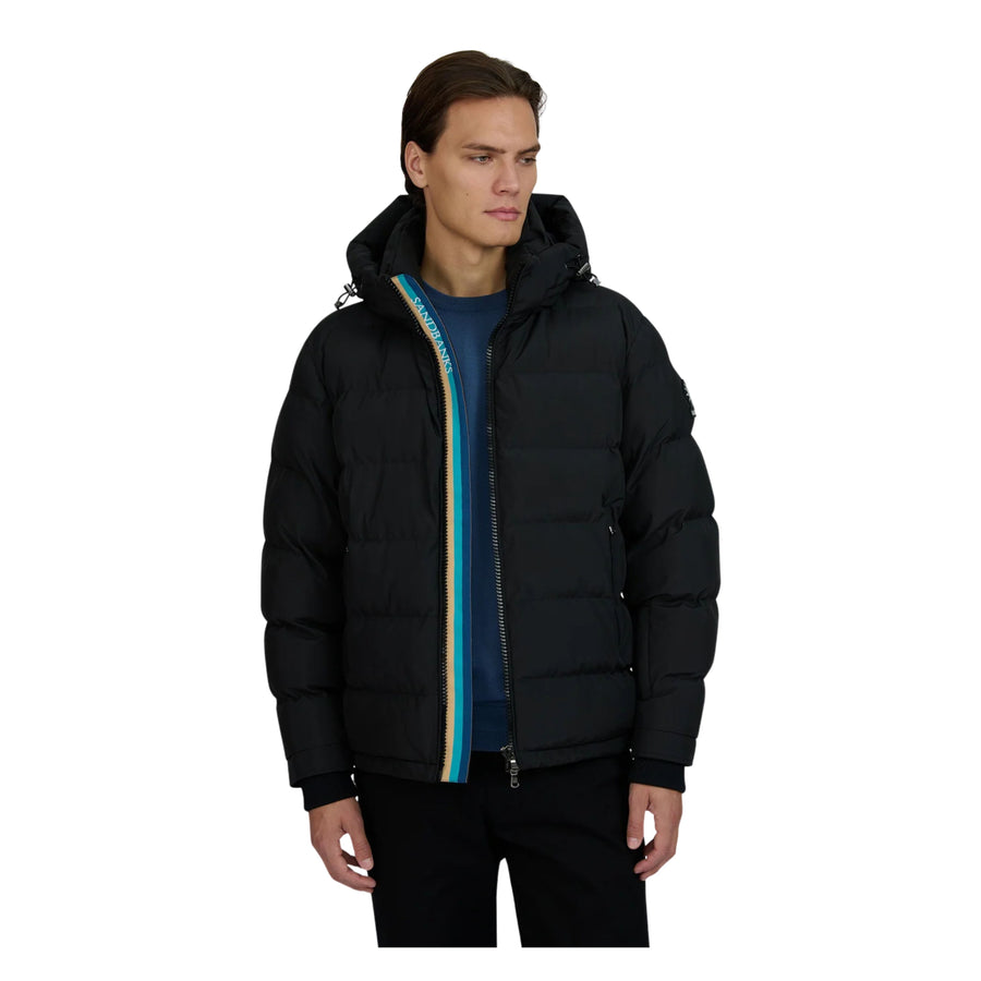 Sandbanks Tri-Colour Black Puffer Jacket
