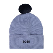 BOSS Baby Embroidered Logo Knitted Blue Beanie Hat