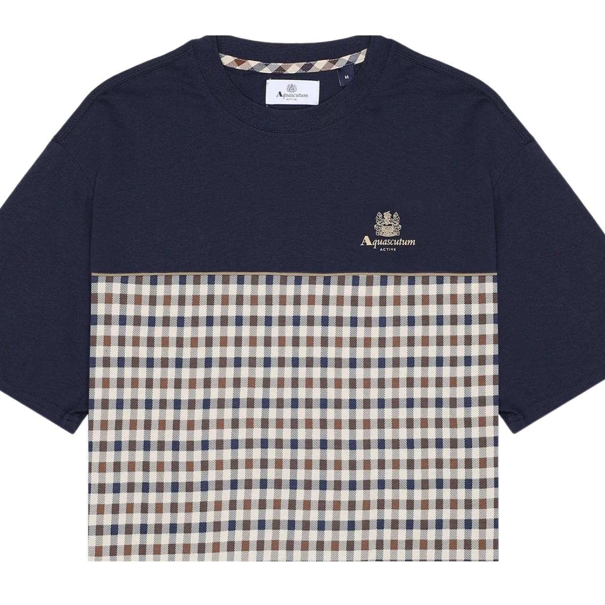 Aquascutum Active Piping Panel Navy T-Shirt