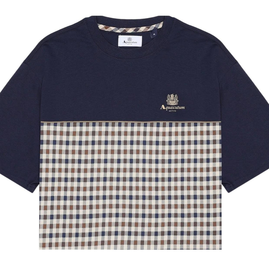 Aquascutum Active Piping Panel Navy T-Shirt