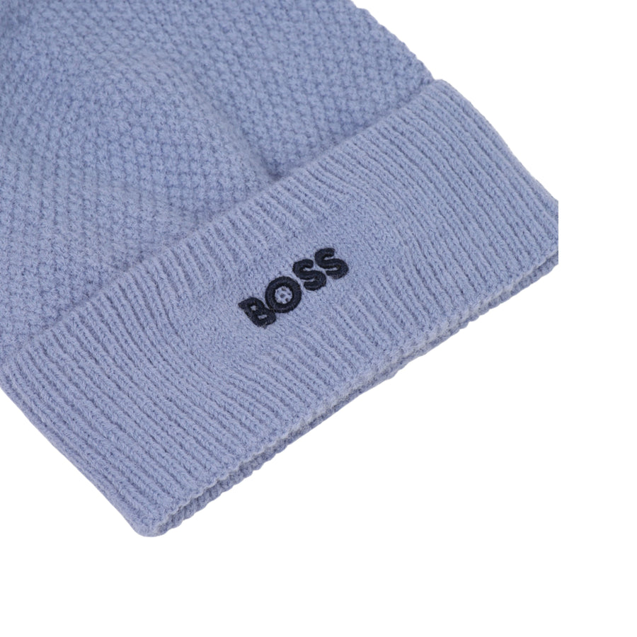BOSS Baby Embroidered Logo Knitted Blue Beanie Hat