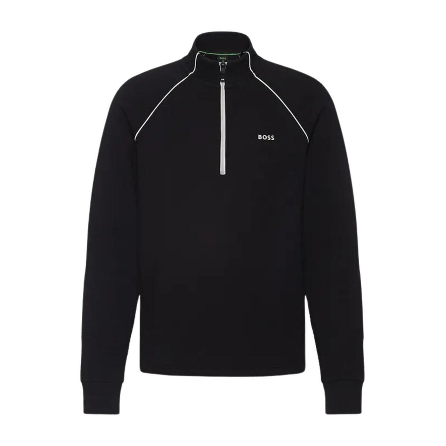 BOSS Embossed Artwork Half Zip Black Sweatshirt