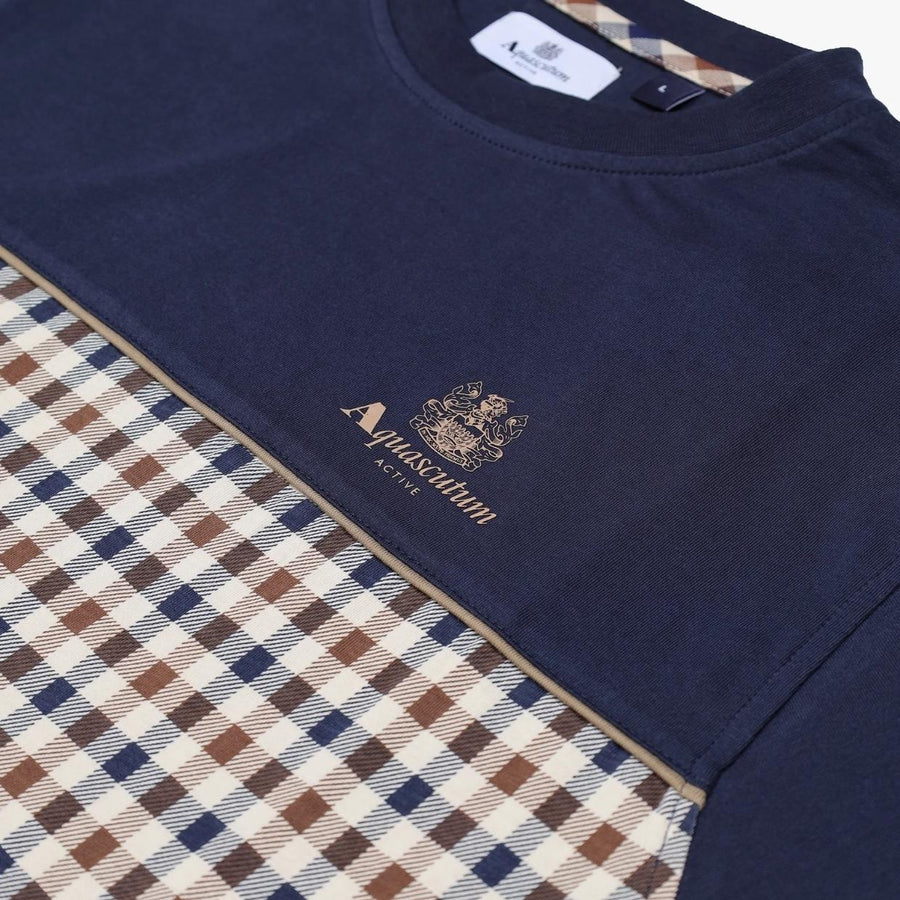 Aquascutum Active Piping Panel Navy T-Shirt