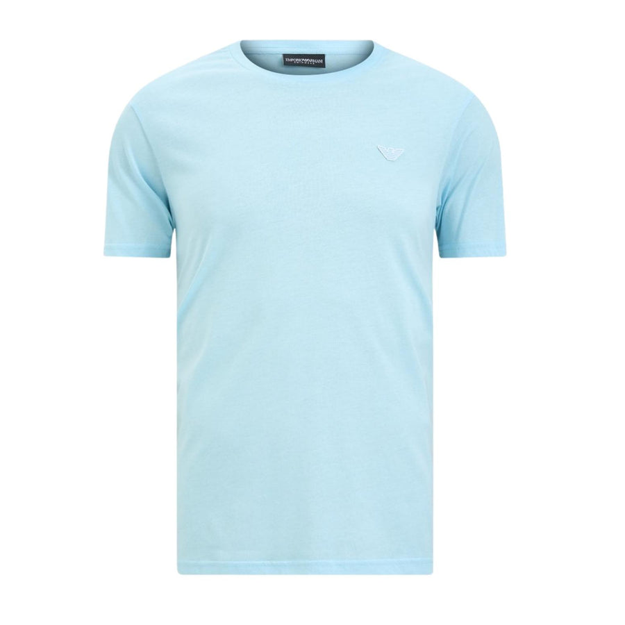 Emporio Armani Bodywear Embroidered Logo Patch Sky Blue T-Shirt
