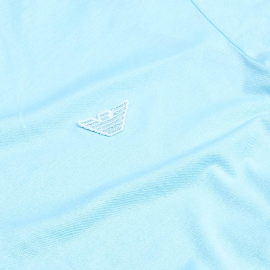 Emporio Armani Bodywear Embroidered Logo Patch Sky Blue T-Shirt