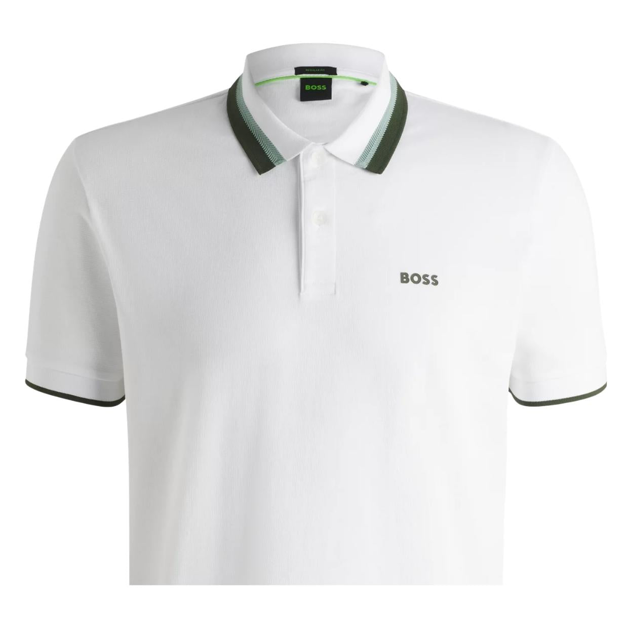BOSS Paddy AP Heritage Contrast Stripe White Polo Shirt