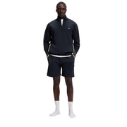 BOSS Metallic Logo Cotton Blend Dark Blue Half Zip Sweatshirt