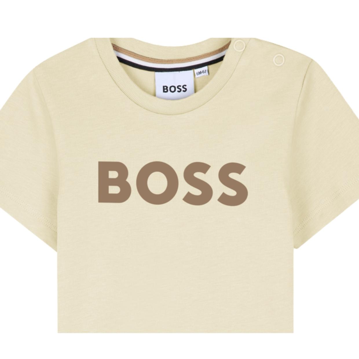BOSS Baby Contrast Logo Short Sleeve Sand T-Shirt