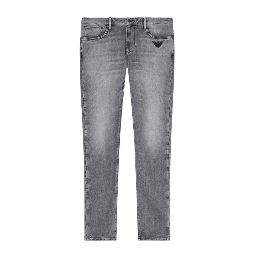 Emporio Armani Slim Fit Embroidery Eagle Washed Grey Denim