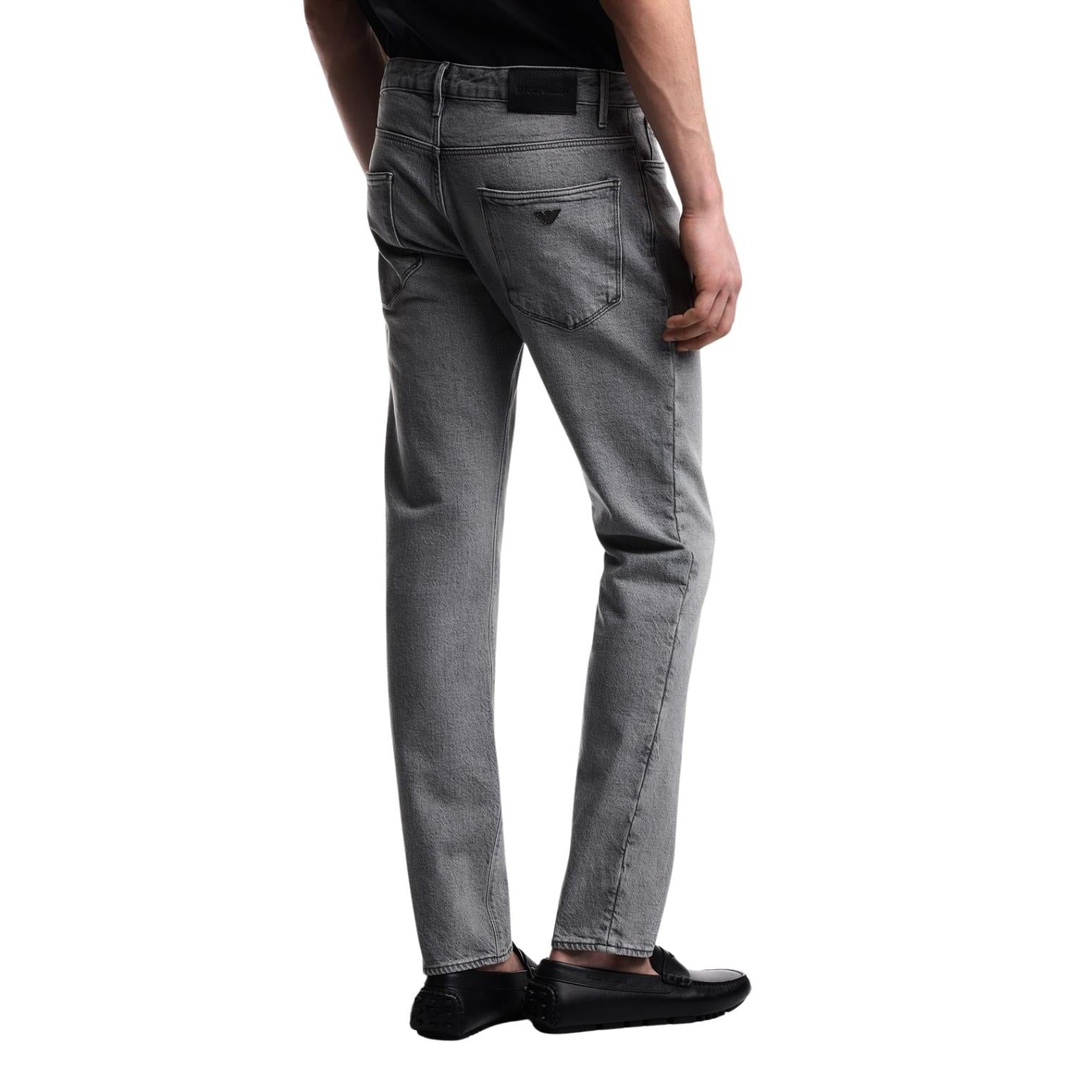 Emporio Armani Slim Fit Embroidery Eagle Washed Grey Denim