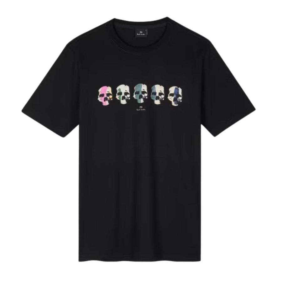 Paul Smith Multi-Coloured Skulls Line Up Black T-Shirt