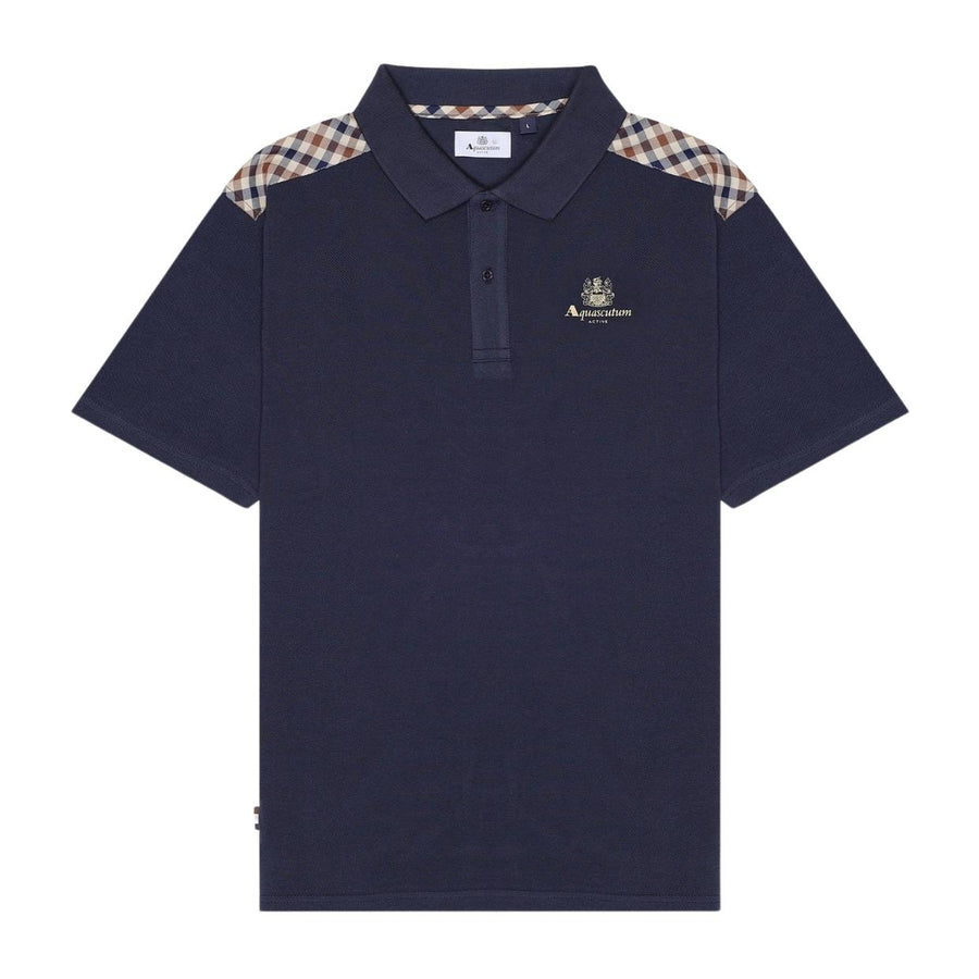 Aquascutum Active Stripes Piquet Navy Polo Shirts