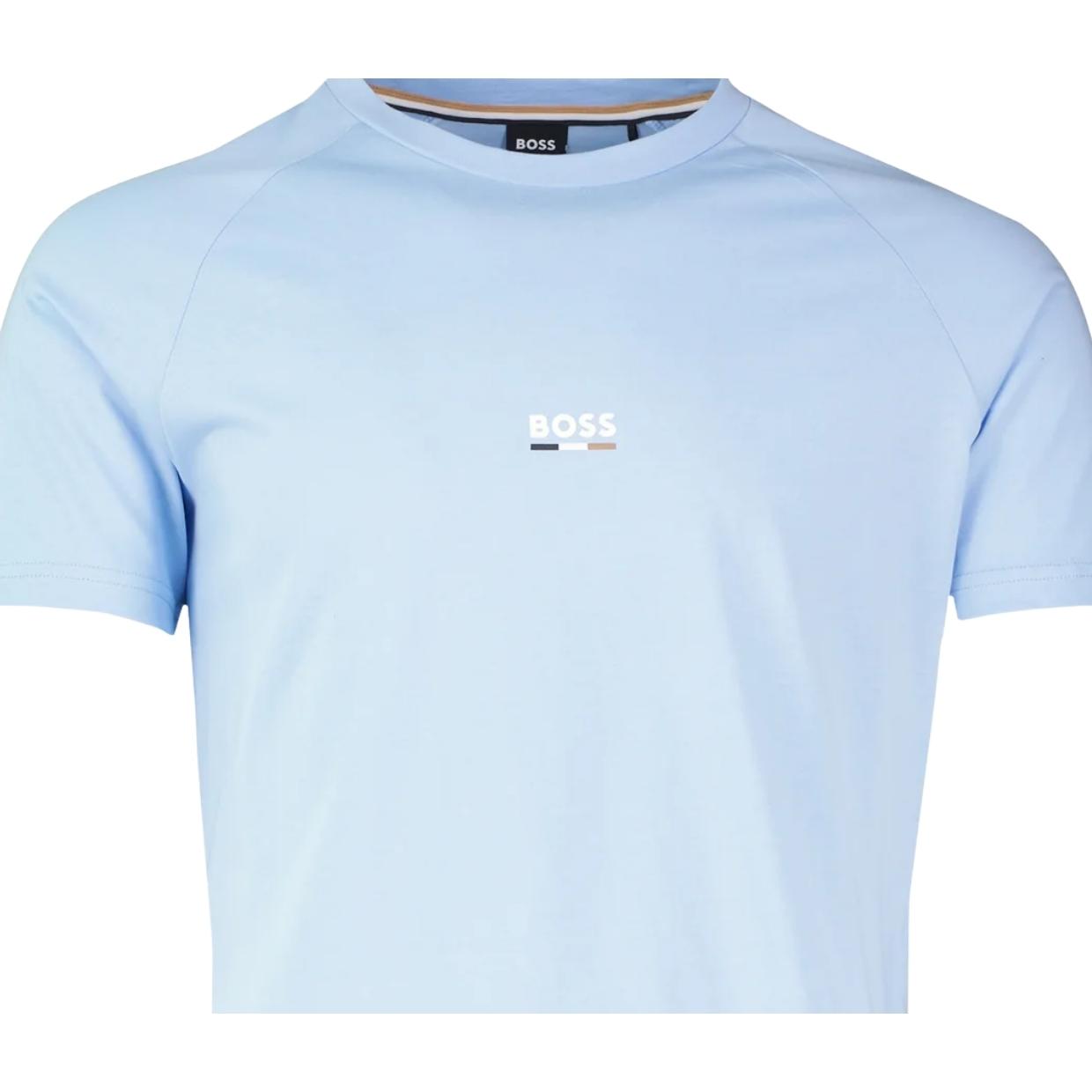 BOSS Slim Fit Printed Logo Sky Blue T-Shirt