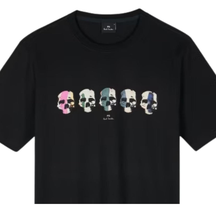 Paul Smith Multi-Coloured Skulls Line Up Black T-Shirt