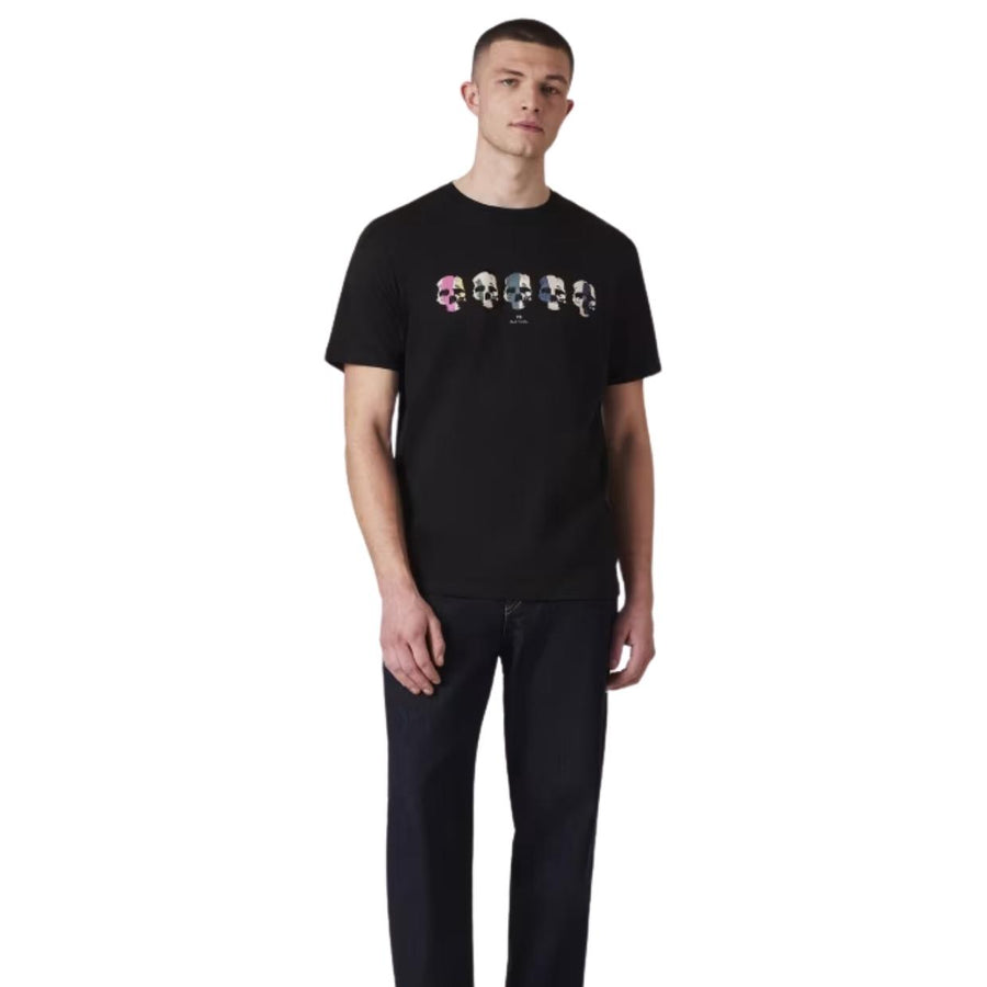 Paul Smith Multi-Coloured Skulls Line Up Black T-Shirt