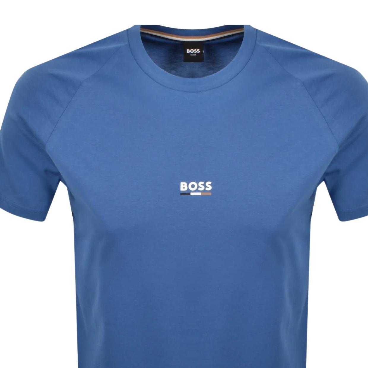 BOSS Slim Fit Printed Logo Blue T-Shirt