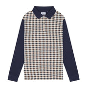 Aquascutum Active Iconic Front Club Check Long Sleeve Polo Shirt