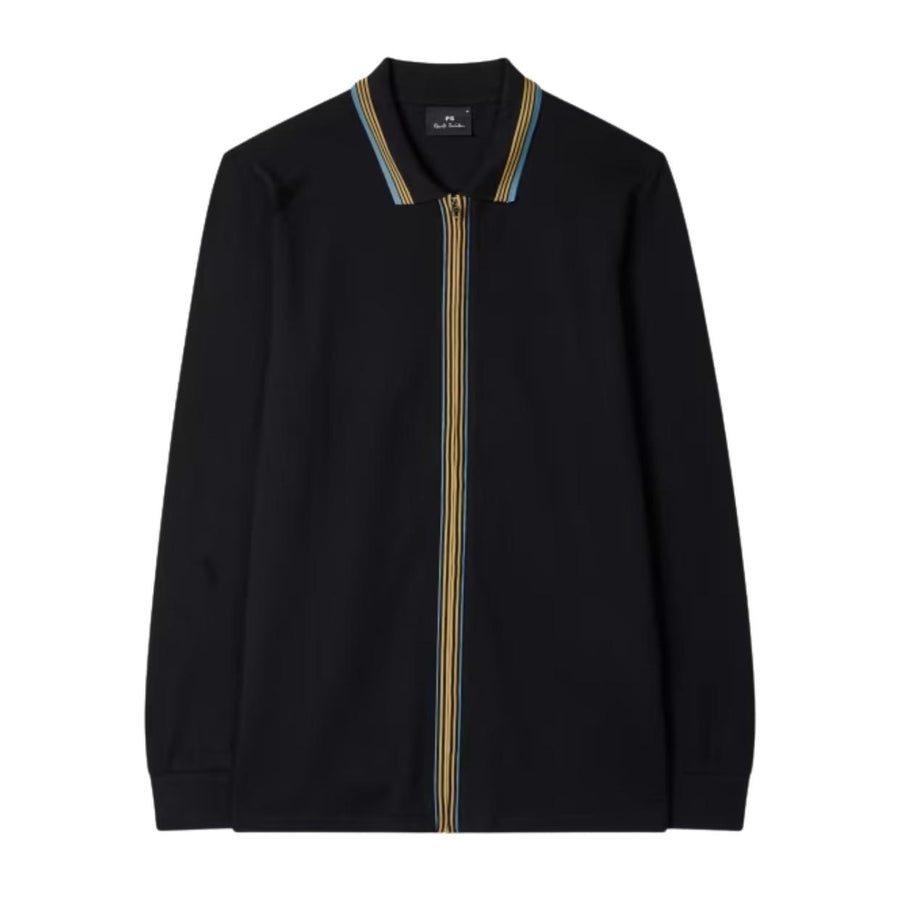 Paul Smith Contrast Tipping Black Full Zip Polo Shirt