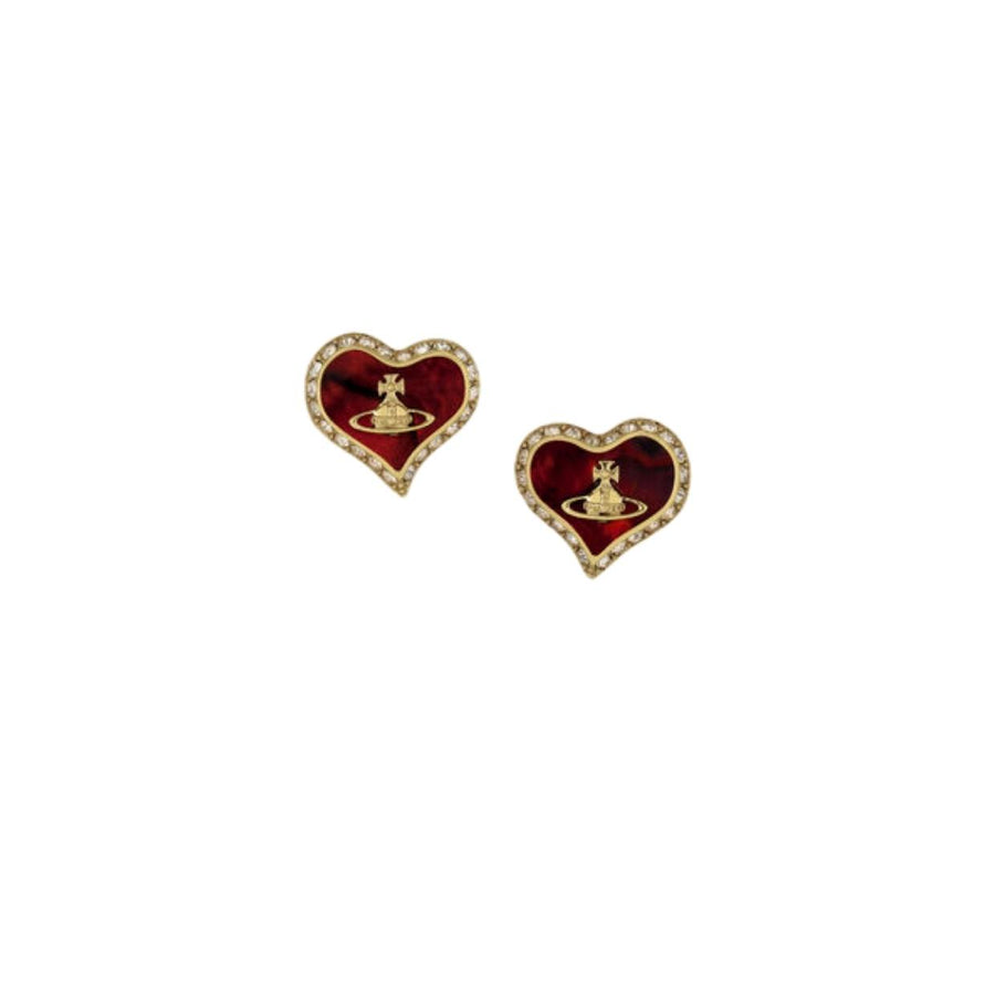 Vivienne Westwood Gold Copper Red Honey Crystal Petra Earrings