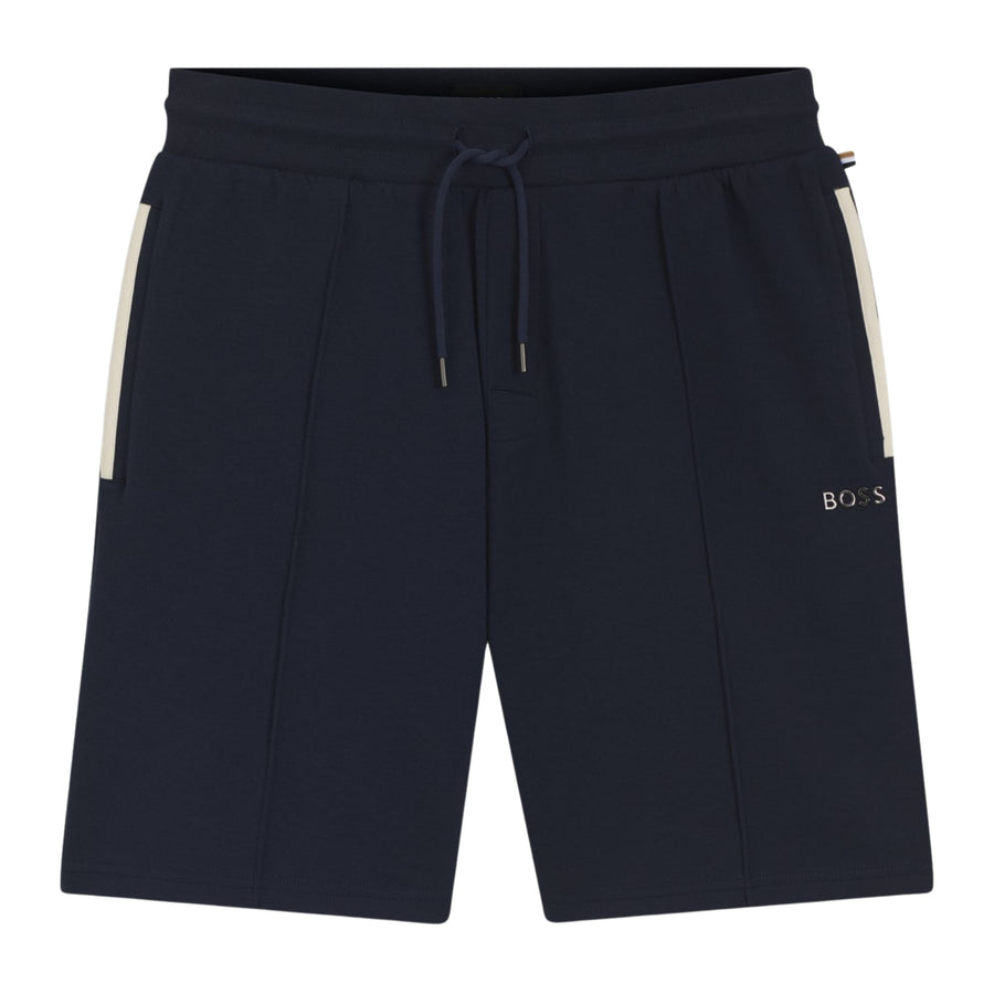 BOSS Metallic Logo Cotton Blend Dark Blue Sweat Shorts