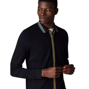 Paul Smith Contrast Tipping Black Full Zip Polo Shirt