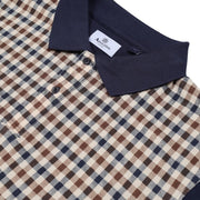 Aquascutum Active Iconic Front Club Check Long Sleeve Polo Shirt