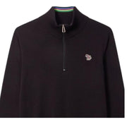 Paul Smith Zebra Logo Patch Cotton Black Half Zip Knitted Sweatshirt