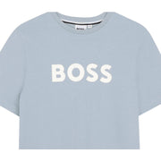 BOSS Kids Print Contrast Logo Pale Blue T-Shirt