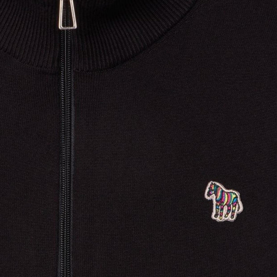 Paul Smith Zebra Logo Patch Cotton Black Half Zip Knitted Sweatshirt