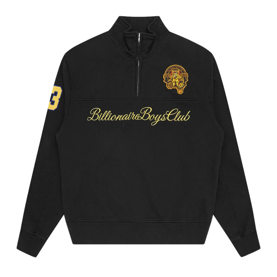 Billionaire Boys Club Script Panelled Half Zip Black Sweatshirt