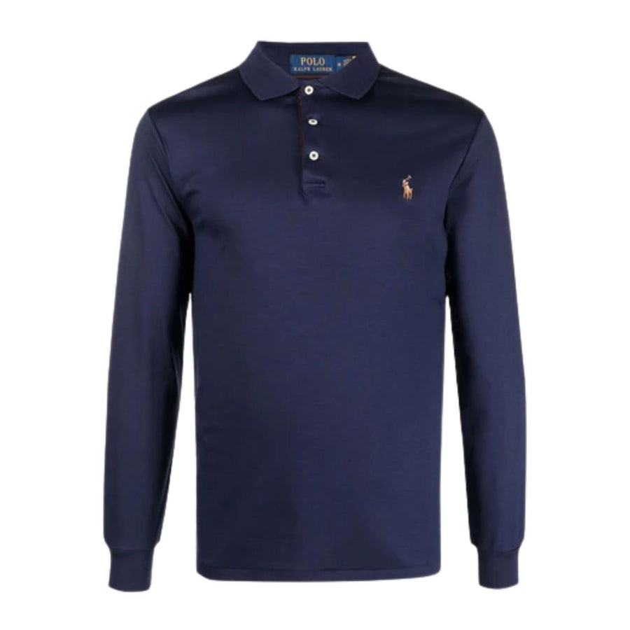 Polo Ralph Lauren Embroidered Pony Navy Long Sleeve Polo Shirts