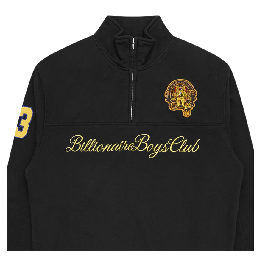Billionaire Boys Club Script Panelled Half Zip Black Sweatshirt