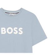 BOSS Kids Print Contrast Logo Pale Blue T-Shirt