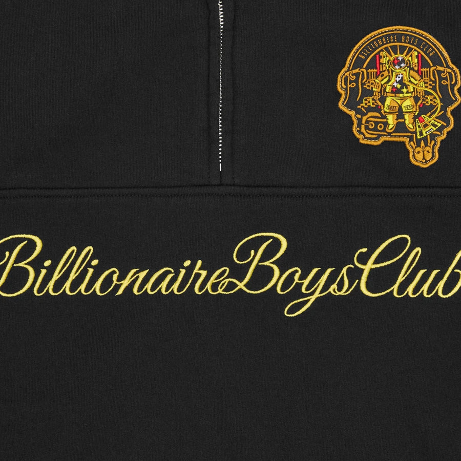 Billionaire Boys Club Script Panelled Half Zip Black Sweatshirt