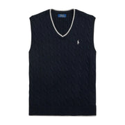 Polo Ralph Lauren Navy Cable Knit Sleeveless Jumper