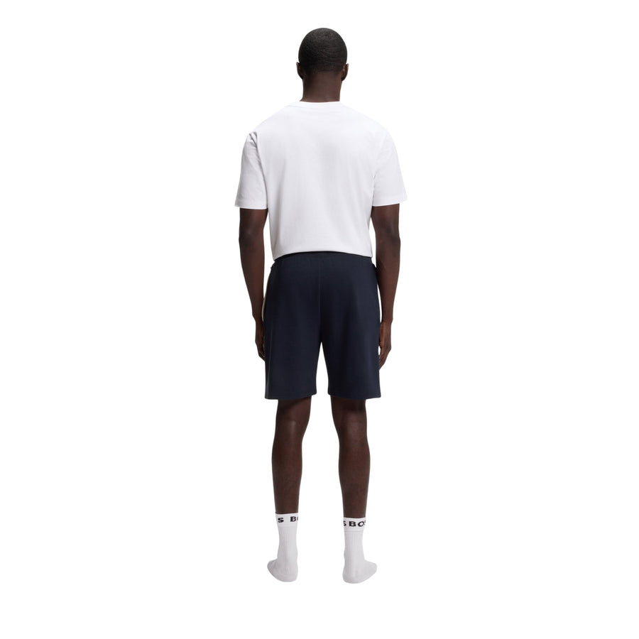 BOSS Metallic Logo Cotton Blend Dark Blue Sweat Shorts