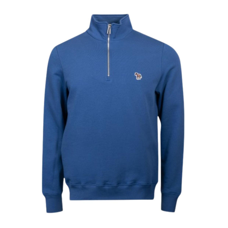 Paul Smith Zebra Logo Patch Royal Blue Half-Zip Sweatshirt