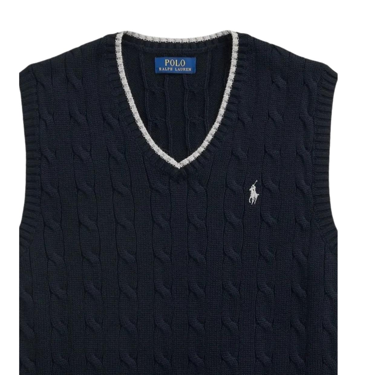 Polo Ralph Lauren Navy Cable Knit Sleeveless Jumper